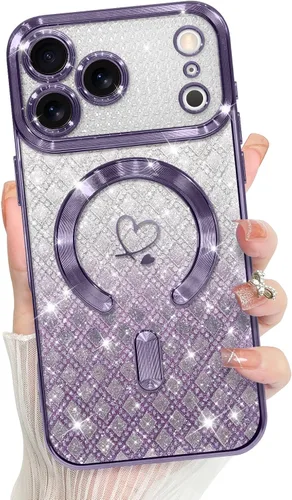 Vista 109 de Bonoma Compatible con iPhone 17 Pro Case 2025 Heart Glitter - Rosa