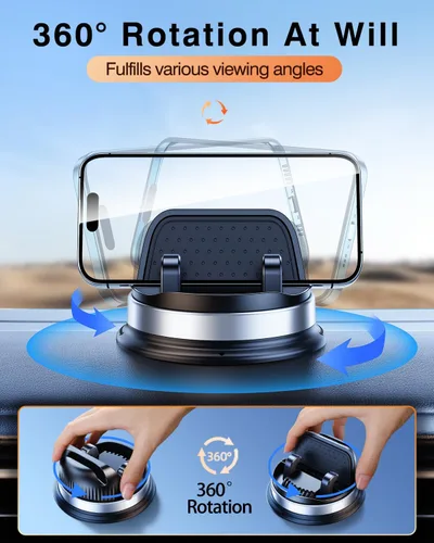 Vista 3 de OATSBASF Soporte para teléfono celular para salpicadero, soporte de teléfono para automóvil giratorio de 360° con silicona antideslizante