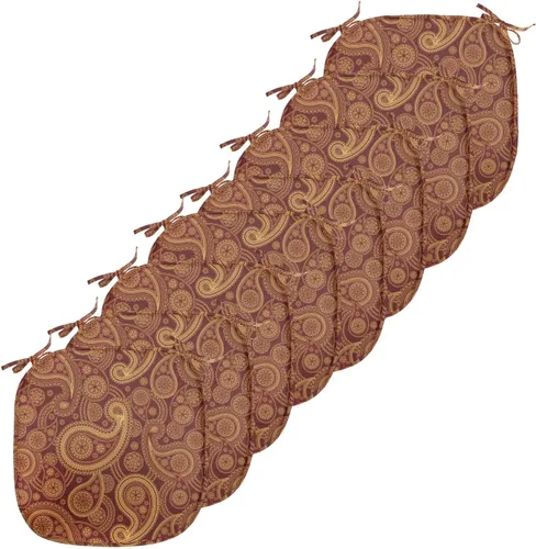 Vista 181 de Lunarable Juego de 4 cojines de asiento para silla, diseño de pétalos de flores de iris florecientes, arte de forma desgastada, acolchado de asiento