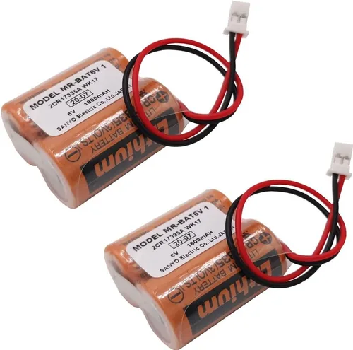 Vista 2 de (2 piezas) MR-BAT6V1 2CR17335A WK17 6V 1800mAh PLC batería para J4 servo PLC batería con enchufe