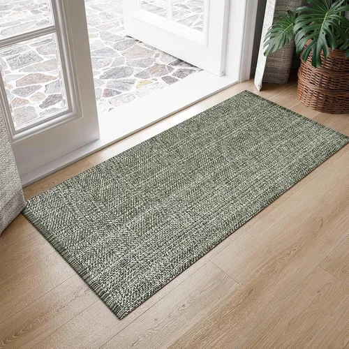 Vista 25 de LEEVAN Alfombra lavable para baño, alfombra tejida negra de 2 x 3 pies para entrada, alfombra de puerta delantera de algodón, alfombras pequeñas