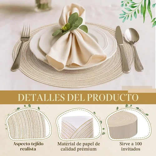 Vista 3 de Geosar - Mantel individual de papel desechable de algodón de 13 pulgadas, 100 unidades, color beige