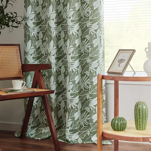 Vista 7 de COLLACT Cortinas 100% opacas de 84 pulgadas de largo, 2 paneles para dormitorio, cortinas con estampado de hojas de otoño para sala de estar