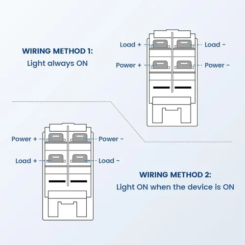 Vista 5 de Anina Juego de 6 interruptores basculantes de 4 pines SPST 20A/12V 10A/24V con calcomanía de brillo nocturno, luz LED azul, impermeable, interruptor