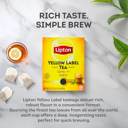 Vista 3 de Lipton Yellow Label Finest Blend Té suelto Calidad premium Té negro Compatible con Strong Chai 31.75 oz (paquete de 1)