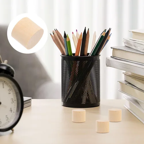 Vista 2 de Bloques cilíndricos de madera sin terminar para manualidades, bloques de manualidades naturales para proyectos de arte y manualidades, bloques lisos
