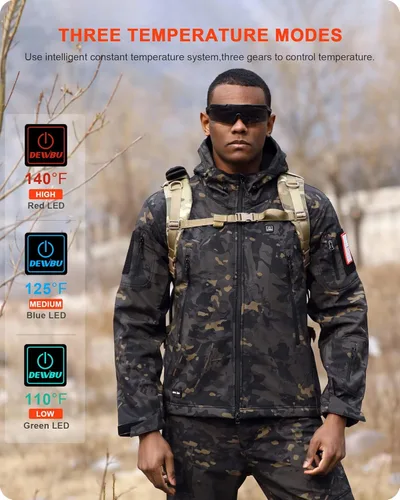 Vista 4 de DEWBU - Chaqueta térmica con batería de 12 V para invierno y exterior, con capa de calor eléctrica