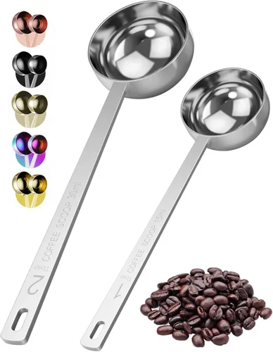 Orblue Juego Premium de Cucharas para Café - 1 Cucharada (15ml) y 2 Cucharadas (30ml) Cuchara Medidora - Cuchara Medidora de Café de Acero
