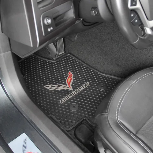 Lloyd Mats Juego de 2 alfombrillas de goma personalizadas para Corvette C7 2014-2019 para todo tipo de clima
