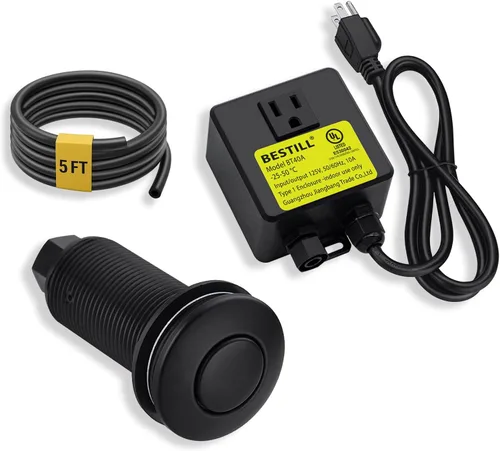 Vista 17 de Kit de interruptor de aire para eliminación de basura BESTILL - Certificado UL, botón de presión de encendido/apagado de 3.6" de largo en la parte