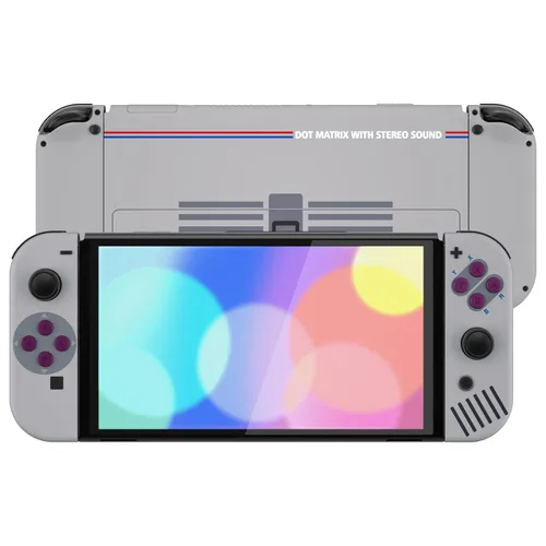 Vista 6 de eXtremeRate DIY Full Set Shell Buttons for Nintendo Switch OLED, Soft Touch Replacement Console Back Plate & Kickstand, Custom Case Housing for