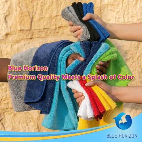 Vista 9 de Blue Horizon Toallas de limpieza de microfibra negras, paquete de 24 paños de felpa ultra suave de doble cara, paños de limpieza de microfibra