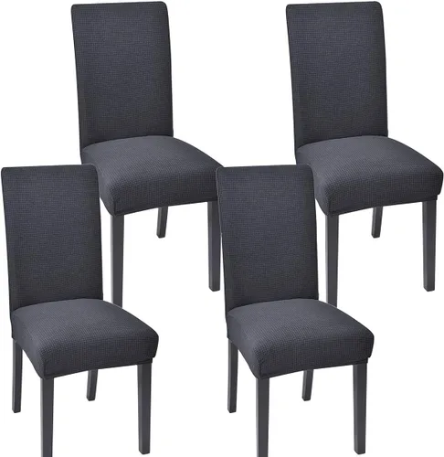 Vista 21 de Juego de 4 fundas para sillas de comedor y cocina, fundas para sillas de comedor, color negro