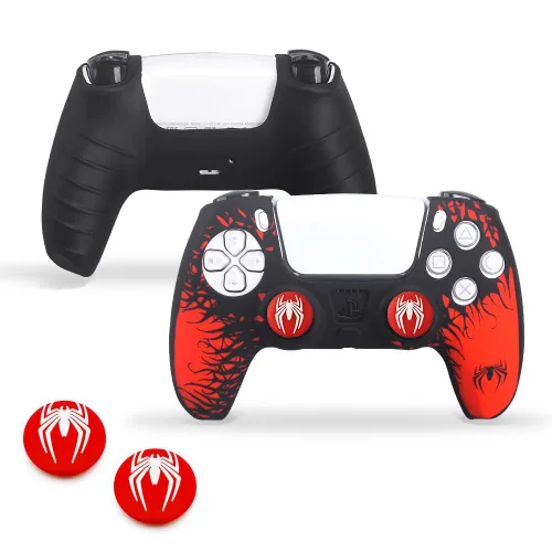 Vista 10 de Peziang - Funda protectora ergonómica antideslizante de silicona ultrafina para Play Station 5, controlador inalámbrico DualSense con 2 bonitas