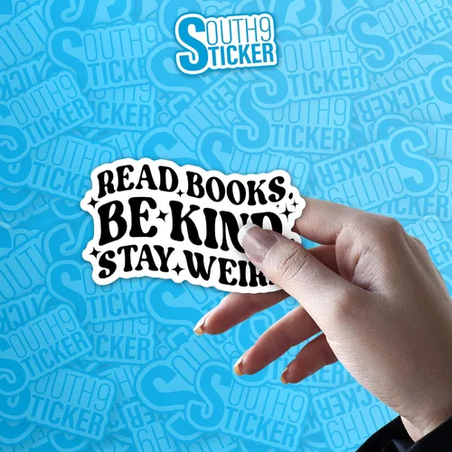 Vista 5 de (3 unidades) - Calcomanías de lectura con texto en inglés "Be Kind Stay Weird", calcomanía de vinilo troquelado impermeable de 2 pulgadas