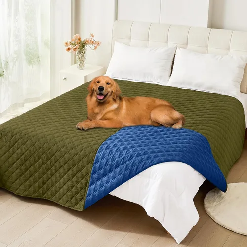 Vista 93 de Smiry Funda impermeable para cama de mascota, suave y lavable, para cama, sofá, reversible, perros pequeños, medianos, grandes, gatos, diseño
