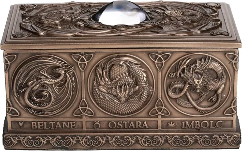 Vista 8 de Veronese Design Dragons of The Sabbats - Caja de tarrot con acabado de bronce místico