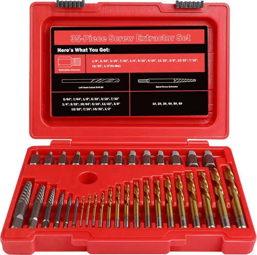 Vista 10 de Juego de 15 extractores de pernos, juego de extractor de pernos Easy Out de 3/8'', juego removedor de pernos dañados y extractor de tuercas
