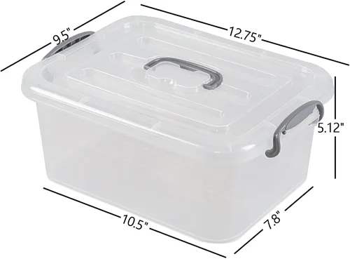 Vista 2 de 2 paquetes de contenedores de almacenamiento de plástico de 8 cuartos de galón con tapas de cierre, caja de almacenamiento transparente con asa