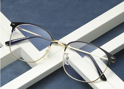 Vista 22 de Shiratori Nuevas gafas de moda vintage de medio marco semi sin montura con lentes transparentes