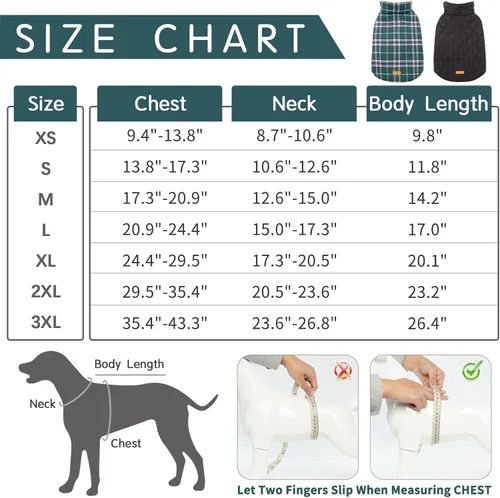 Vista 2 de Kuoser - Acogedor chaleco de invierno para perro, impermeable, resistente al viento, reversible, estilo británico, abrigo cálido para perros