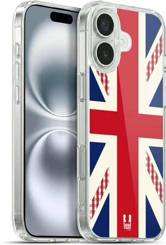 Vista 260 de Head Case Designs Blue Gingham Union Jack Collection - Funda de gel suave compatible con Apple iPhone 7 Plus/iPhone 8 Plus