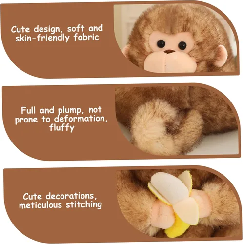Vista 5 de Animal de peluche realista de mono marrón de 9 pulgadas