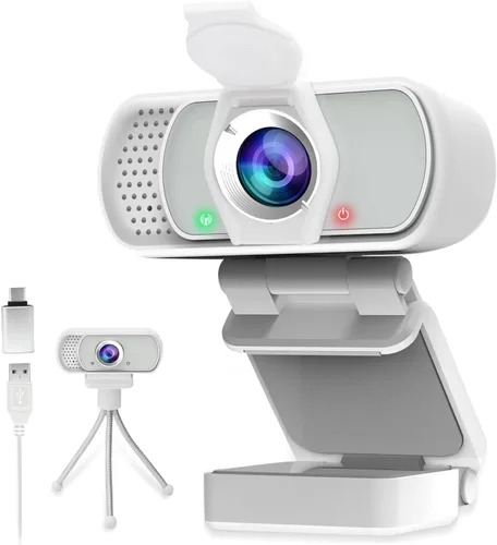 Vista 9 de Webcam HD 1080p, cámara HD para transmisión en vivo con micrófono estéreo, cámara web USB para PC de escritorio o portátil con ángulo de visión