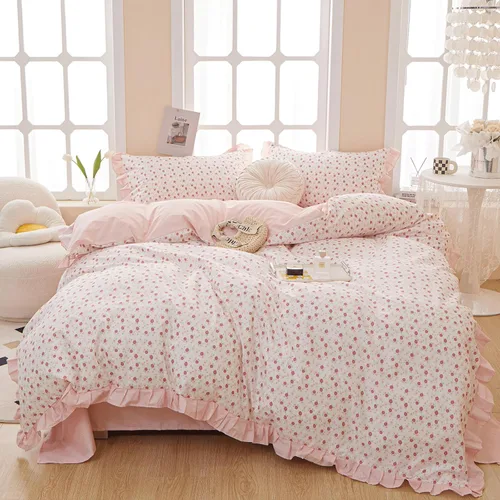Vista 22 de VM VOUGEMARKET Juego de edredón de encaje tamaño Twin XL, edredón a cuadros azul con patrón Gingham con 2 fundas de almohada románticas de encaje