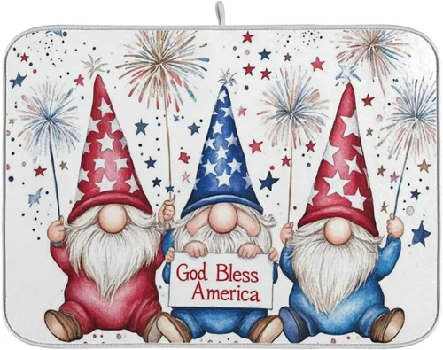 Vista 13 de Tapete de secado de platos para cocina, puerta de granero, encimera de madera rústica, de 16 x 18 pulgadas, tapete de microfibra absorbente