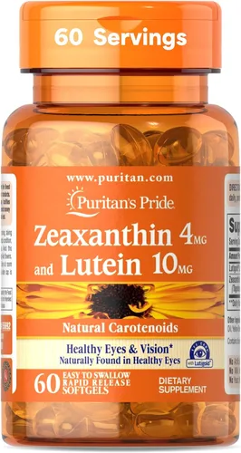 Puritan's Pride Zeaxantina 4 mg con luteína Lutigold™ 10 mg carotenoides, suplemento dietético para ojos y visión saludables, 60 cápsulas blandas de