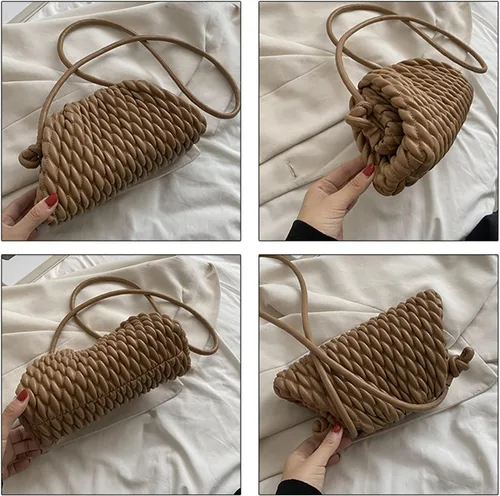 Vista 4 de ELDA Bolsa de dumpling para mujer, acolchada, bolso de mano, bolso de mano, bolso de mano, bolso de mano