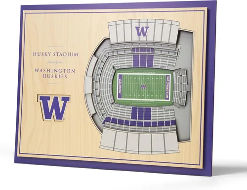 Vista 47 de YouTheFan - Póster para pared de la NCAA, vista de estadio en 3D de 5 niveles, Marrón