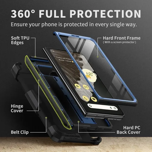 Vista 3 de Tongate Funda plegable para Google Pixel (2023), protector de pantalla integrado protección de bisagra Funda resistente de grado militar de doble