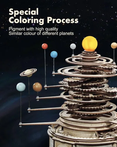 Vista 3 de ROKR 3D Wooden Puzzles for Adults-Orrery Solar System Model Kit-Crafts for Adults Teens-Gift for Father's Day