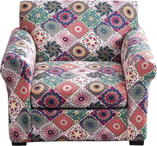 Vista 102 de Fundas elásticas para sofá de 1/2/3 cojines, funda estampada con fundas de cojín de asiento separadas, fundas de sofá lavables, protector de muebles