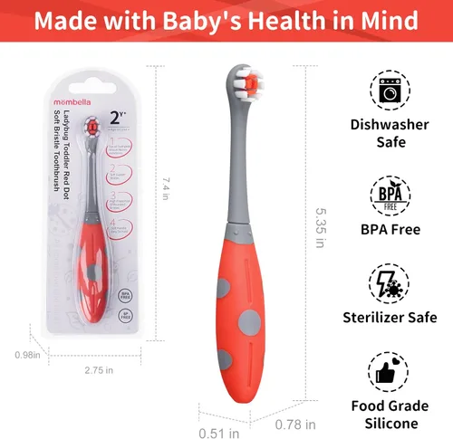 Vista 7 de Mombella Cepillo de dientes para niños de 2 a 4 años, cepillo de dientes para niños de 2 a 4 años, fácil de usar, cuidado de higiene bucal