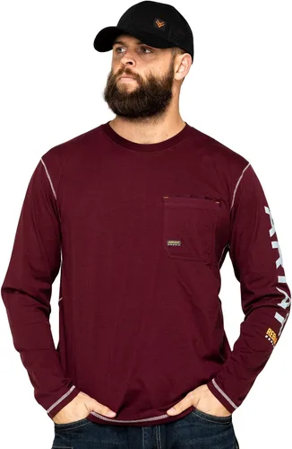 Vista 7 de Ariat Hombres Rebar Workman Logo Manga Larga Cuello Redondo Aguacate/Haya
