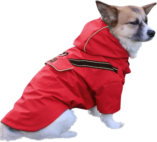 Vista 12 de Impermeable prémium para perro con capucha para perros extra pequeños, chaqueta impermeable para deportes al aire libre, impermeable para cachorros