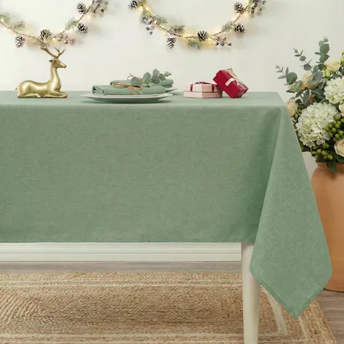 Vista 10 de Mantel rectangular, impermeable y resistente a las manchas, estilo lino, estilo granja, lavable de imitación decorativo, mantel de tela para cocina