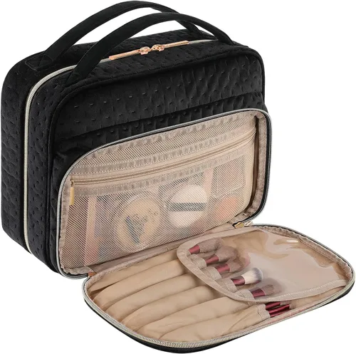 Vista 2 de ELkuer Travel Toiletry Bag, Large Travel Bag with Hanging Hook, Water-Resistant Makeup Cosmetic Bag Travel Organizer for Men, Full Sized Container