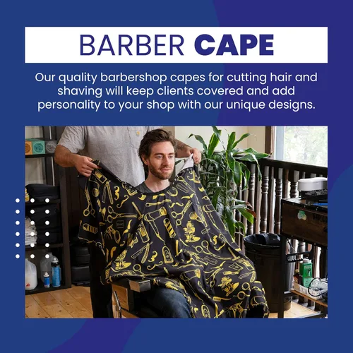 Vista 3 de Campbell's Capas de patrón antiguo para barberos y estilistas, Oro