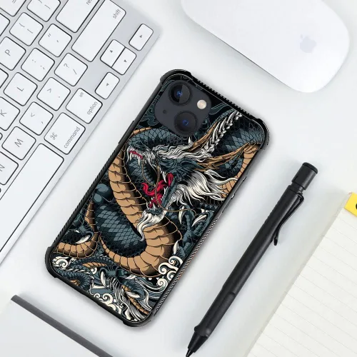 Vista 5 de Funda protectora de TPU resistente a los arañazos y golpes, compatible con iPhone 13 Mini, diseño H Dragon 8 de 5.4 pulgadas