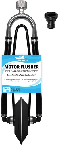 Steel Dual Feed Muff Style Heavy Duty Steel Boat Motor Flusher | Use for Antifreeze Winterization or Common Water Flush | 5/8 Inch Standard Garden