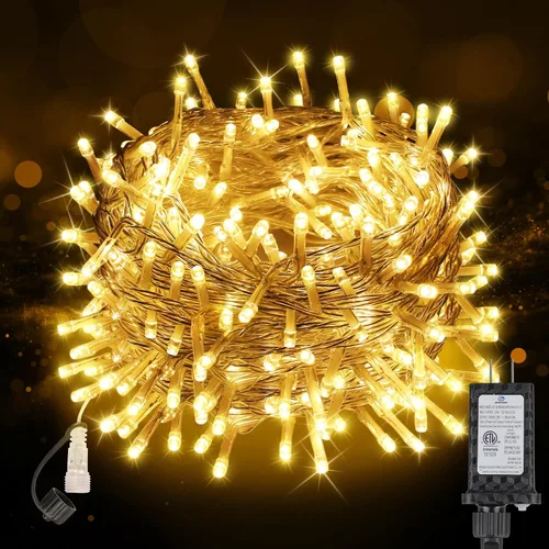 Guirnalda de luces de Navidad de 70 pies con 200 luces LED enchufables, para interiores y exteriores, conectables, luces centelleantes de hadas con