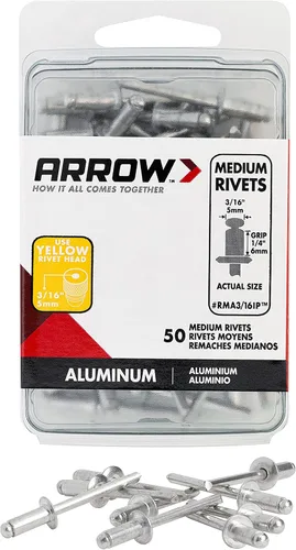 Vista 8 de Arrow RLA3/16 Remaches largos de aluminio de 3/16 pulgadas, paquete de 12, gris