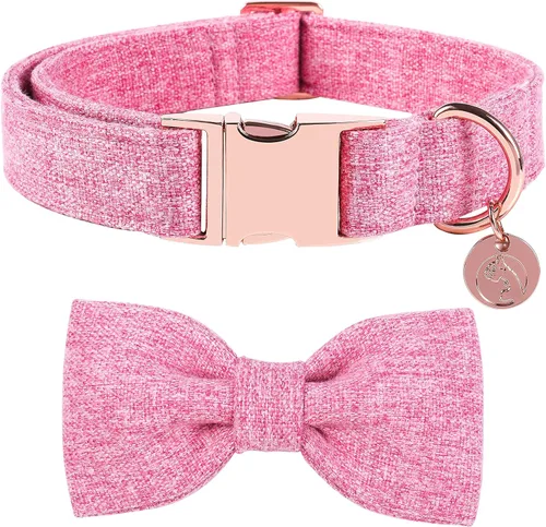 Vista 15 de DOGWONG Collar de algodón de cáñamo para perro con lazo, collar negro para mascotas, duradero, ajustable, para perros pequeños, medianos y grandes
