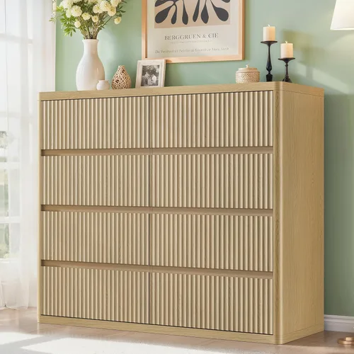 Vista 19 de Standifurno Cómoda negra de 56 pulgadas de alto para dormitorio, moderna acanalada con 6 cajones profundos, cómoda de madera con asas, perfiles
