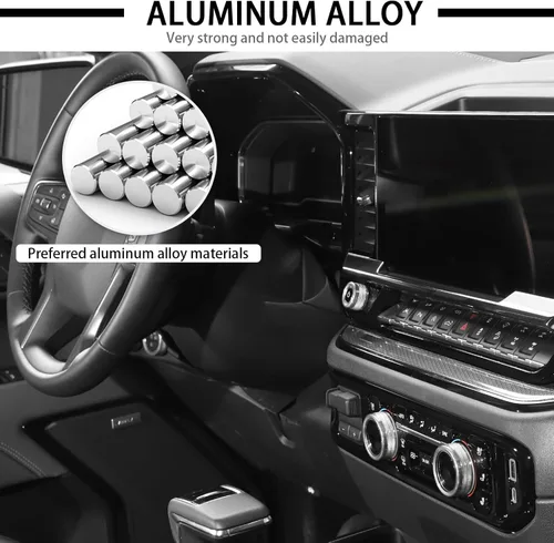 Vista 6 de Voodonala Pomos de radio AC para interruptor de aire acondicionado, botón central de consola para Chevy Silverado GMC Sierra 2022-2023 + accesorios