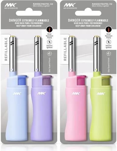 Vista 11 de Encendedores de velas MK, con llama a prueba de viento, ideales como encendedores para velas, encendedores para acampar, al aire libre, recargables
